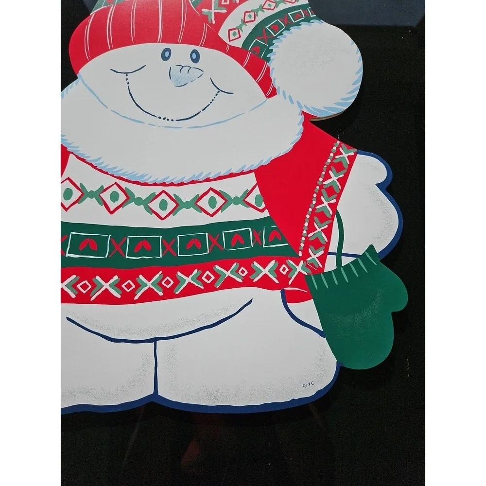 3 BEAUTIFUL Vintage Trim A Home Vinyl SNOWMAN Placements ‎ Brand NEW!